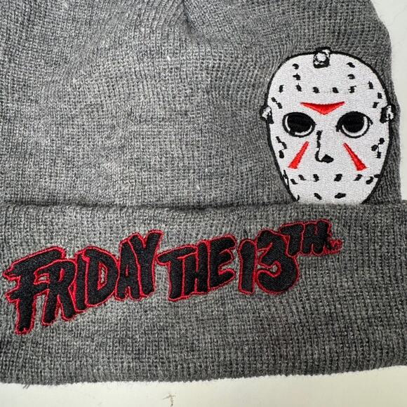 Friday the 13th Jason Voorhees Knit Beanie Gray Horror Movie Hat NWOT - Picture 3 of 6